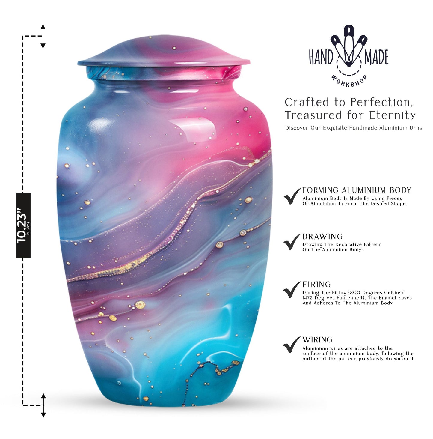 Abstract Urn, classic cremation urn for adult male ashes.