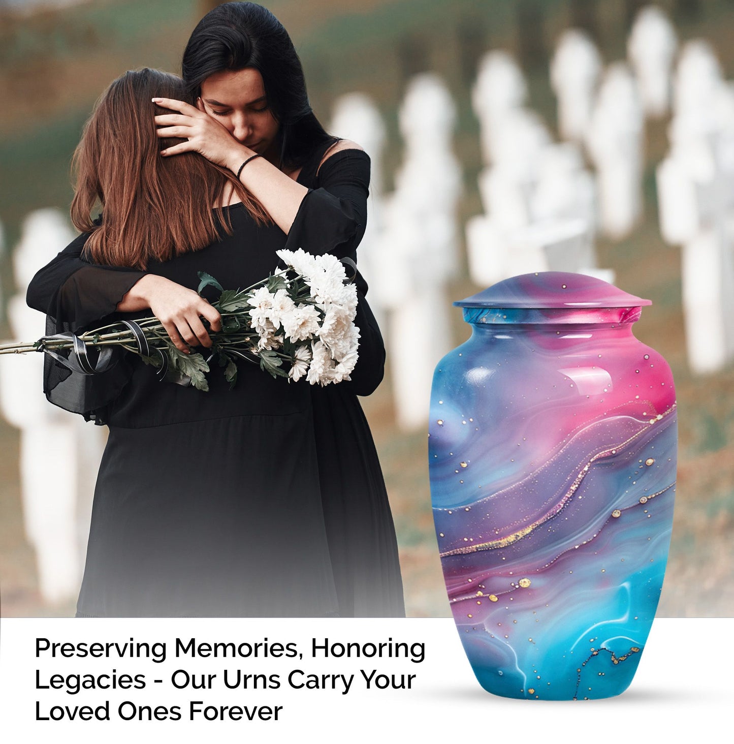 Abstract Urn, classic cremation urn for adult male ashes.