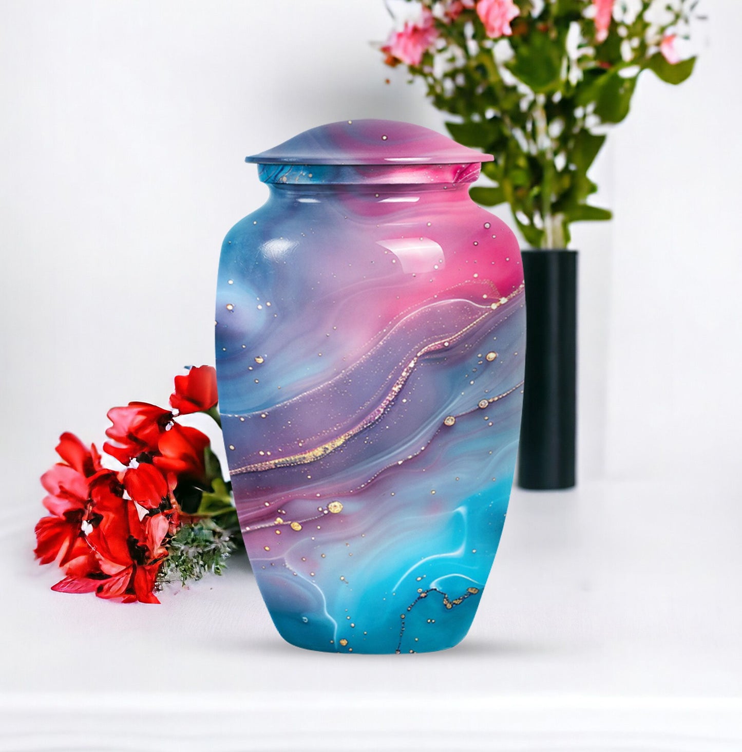 Abstract Urn, classic cremation urn for adult male ashes.