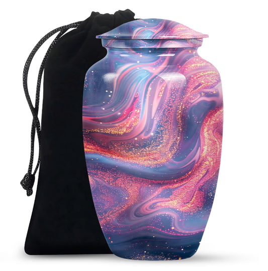 Abstract Urn, Aluminium memorial urn for women's ashes