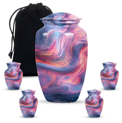 Abstract Urn, Aluminium memorial urn for women's ashes