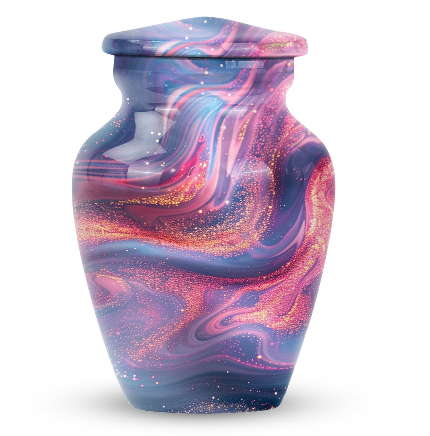 Abstract Urn, Aluminium memorial urn for women's ashes