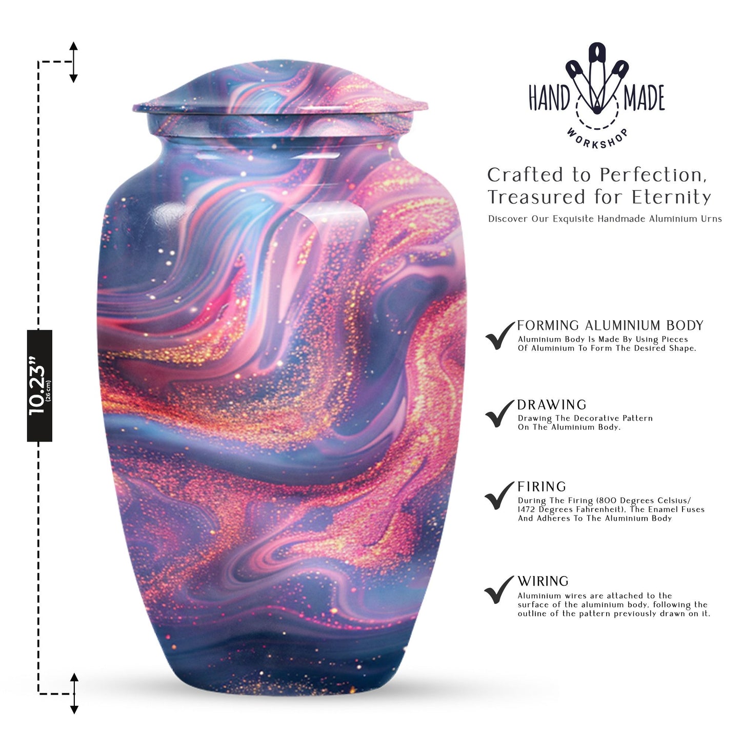 Abstract Urn, Aluminium memorial urn for women's ashes