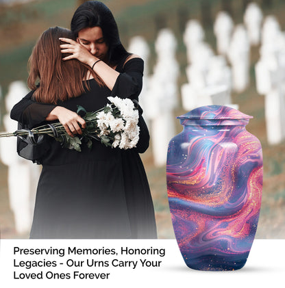 Abstract Urn, Aluminium memorial urn for women's ashes