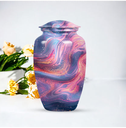 Abstract Urn, Aluminium memorial urn for women's ashes
