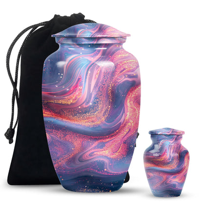 Abstract Urn, Aluminium memorial urn for women's ashes