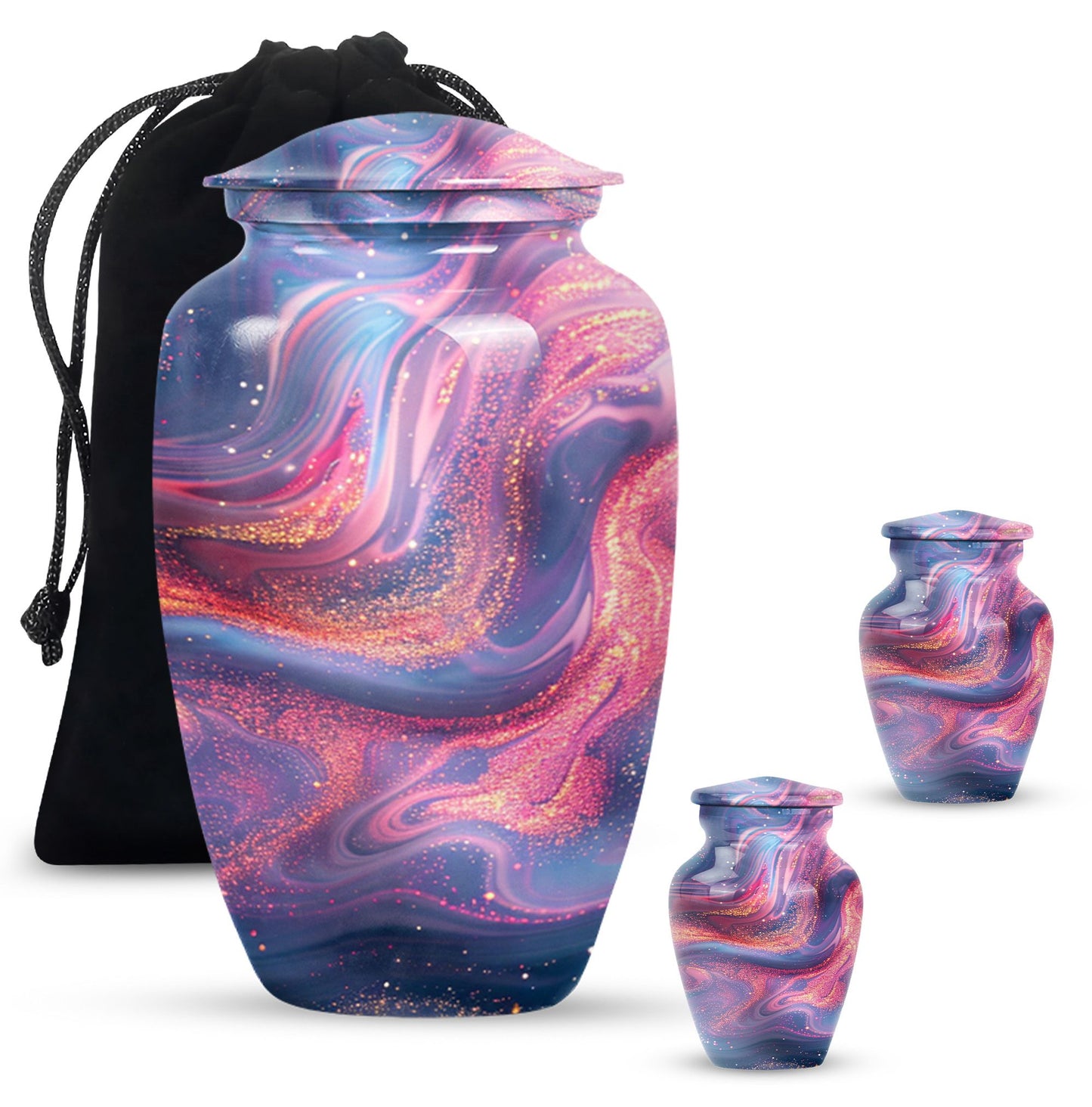 Abstract Urn, Aluminium memorial urn for women's ashes