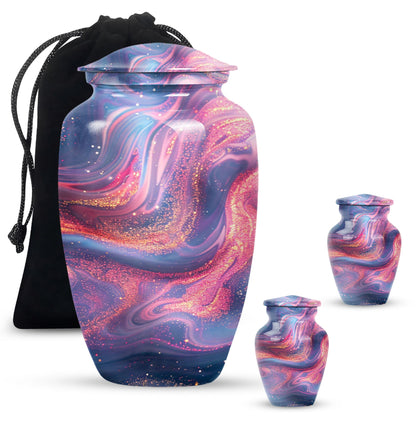 Abstract Urn, Aluminium memorial urn for women's ashes