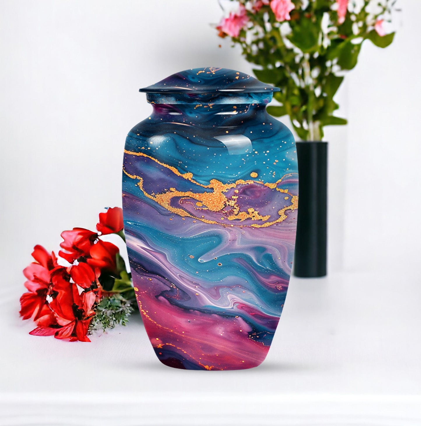 large classic Abstract Urn includes velvet pouch