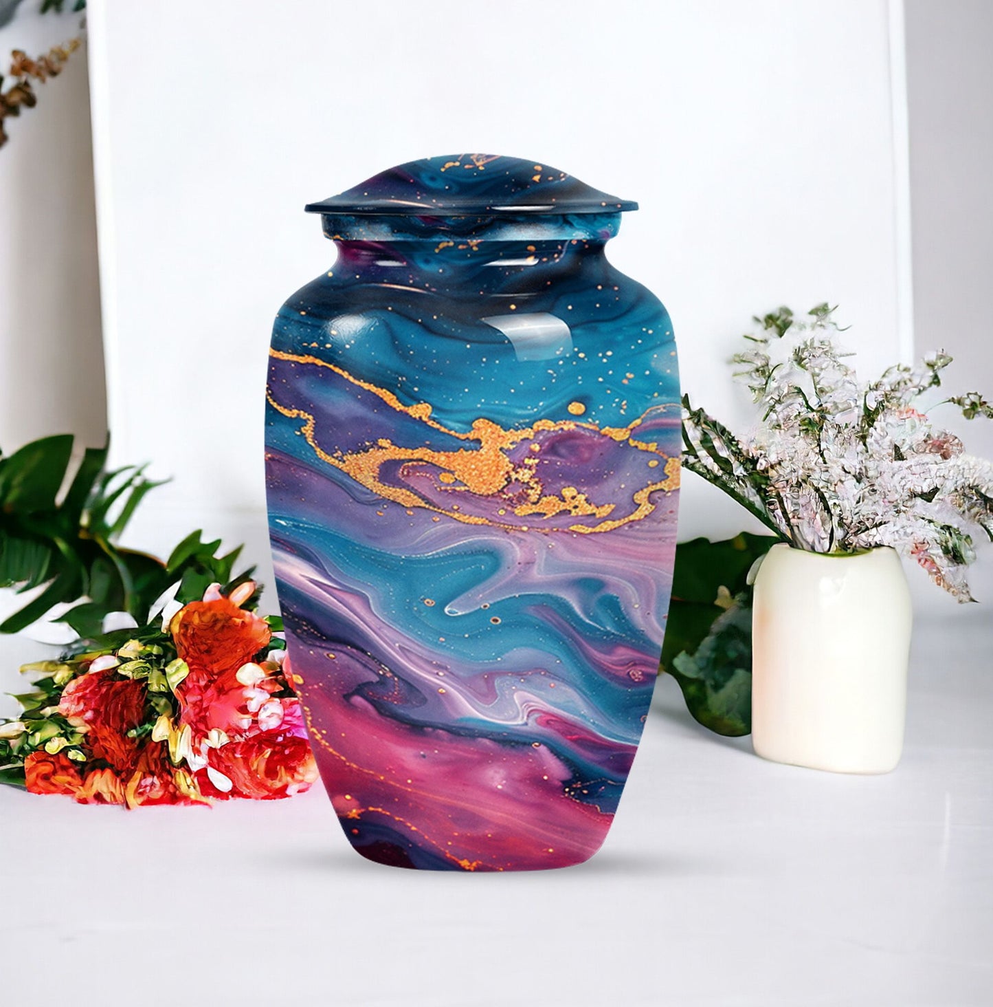 large classic Abstract Urn includes velvet pouch