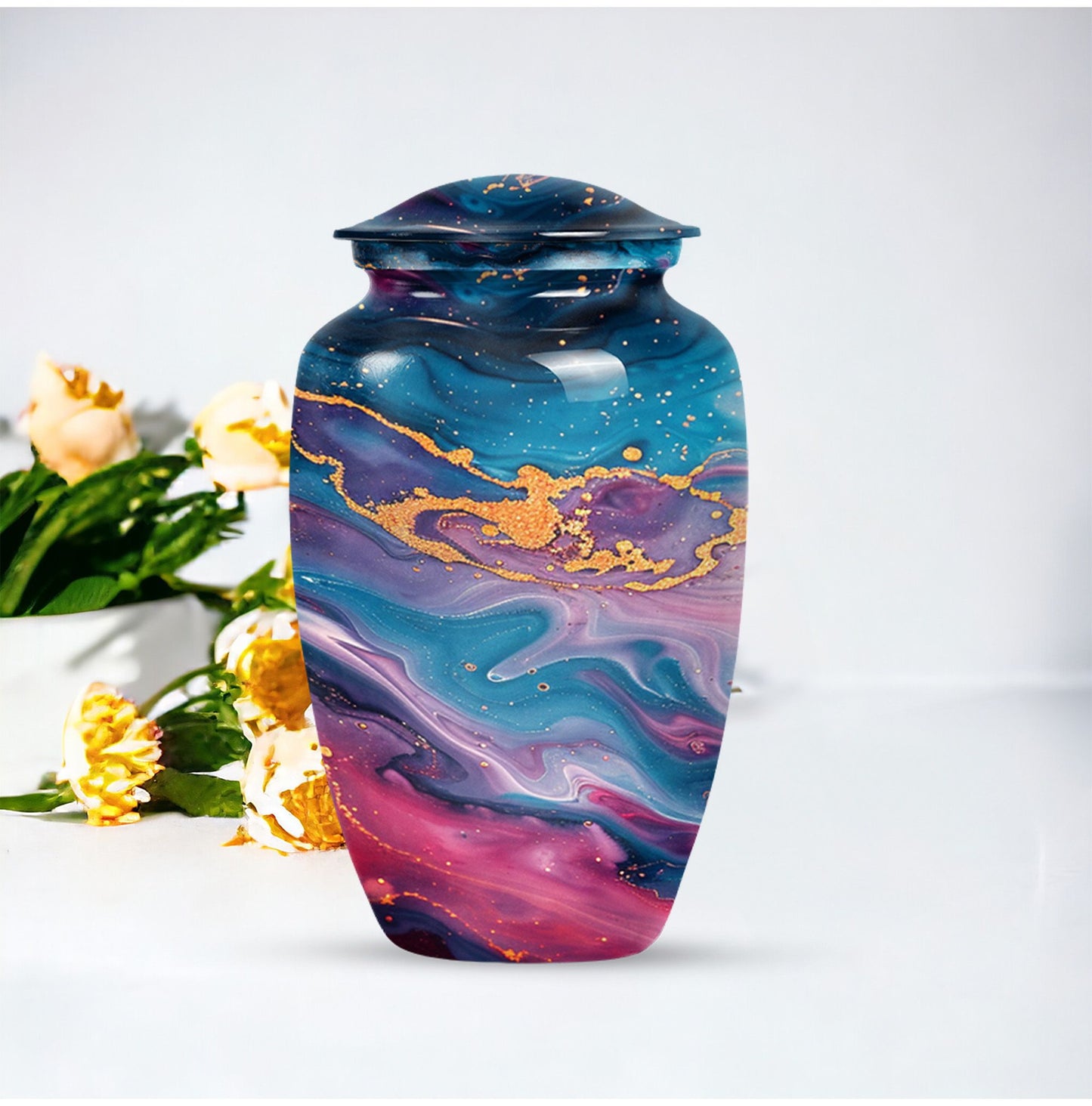 large classic Abstract Urn includes velvet pouch