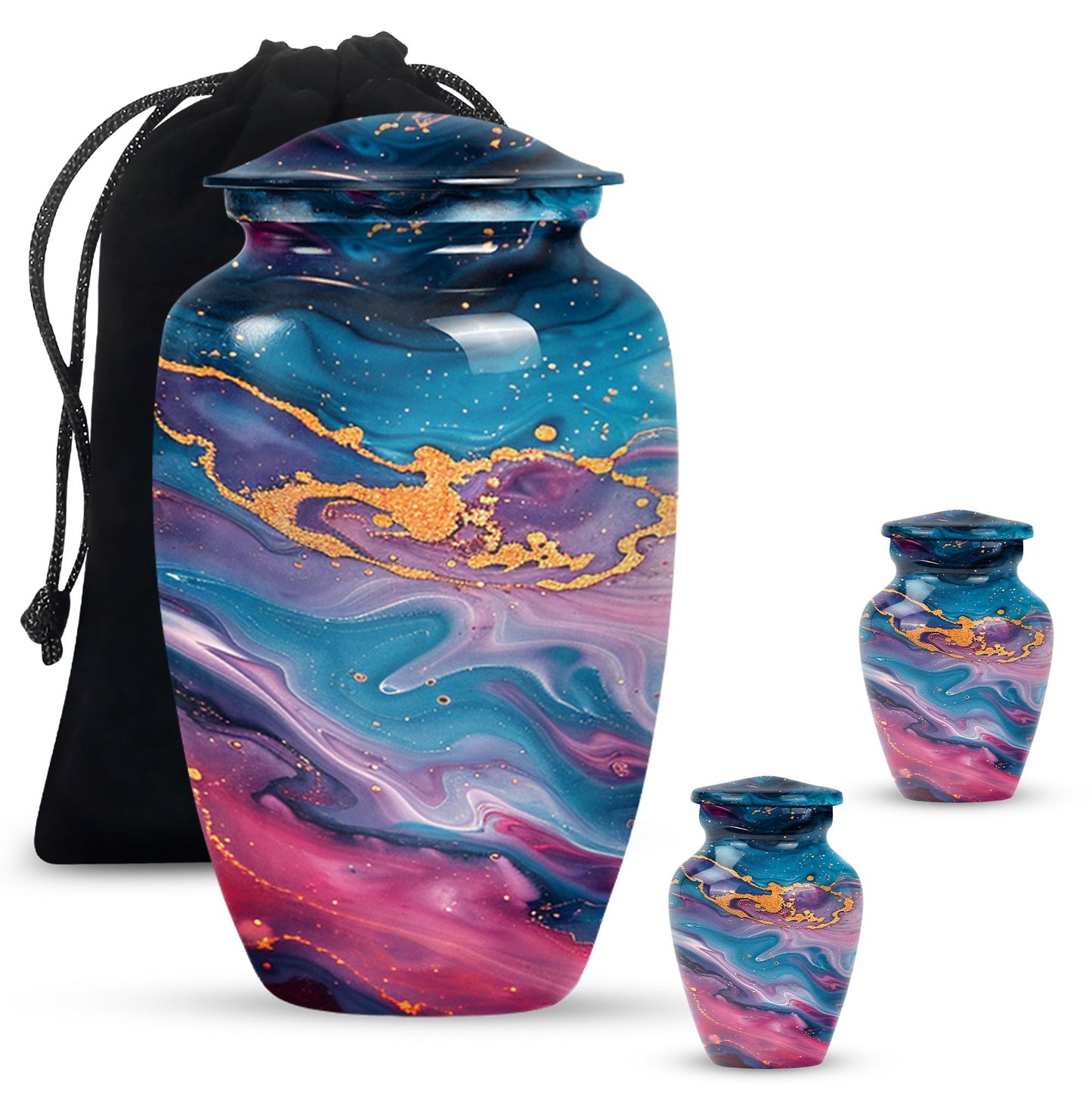 large classic Abstract Urn includes velvet pouch