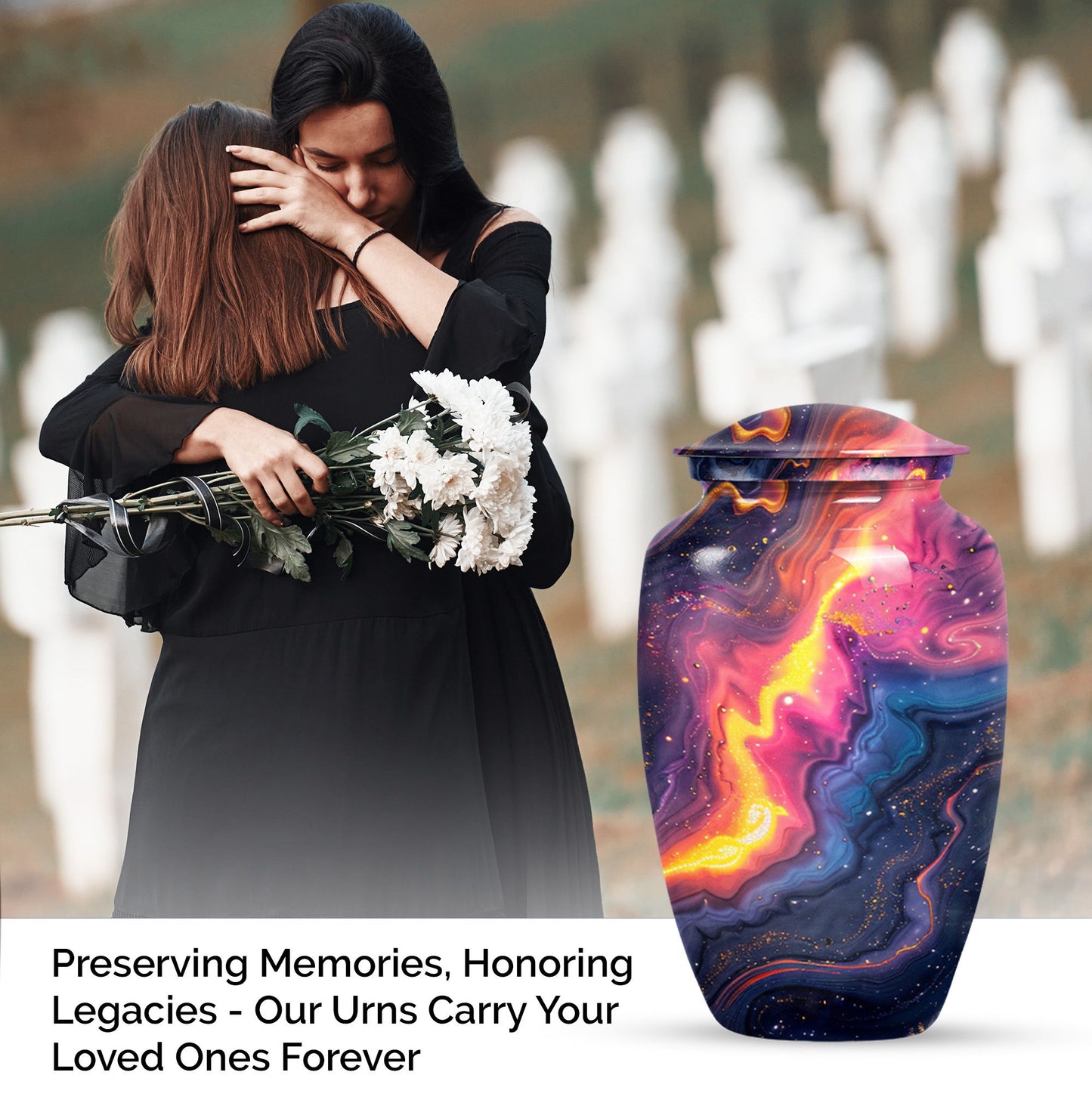 10-inch abstract memorial urn for ashes.