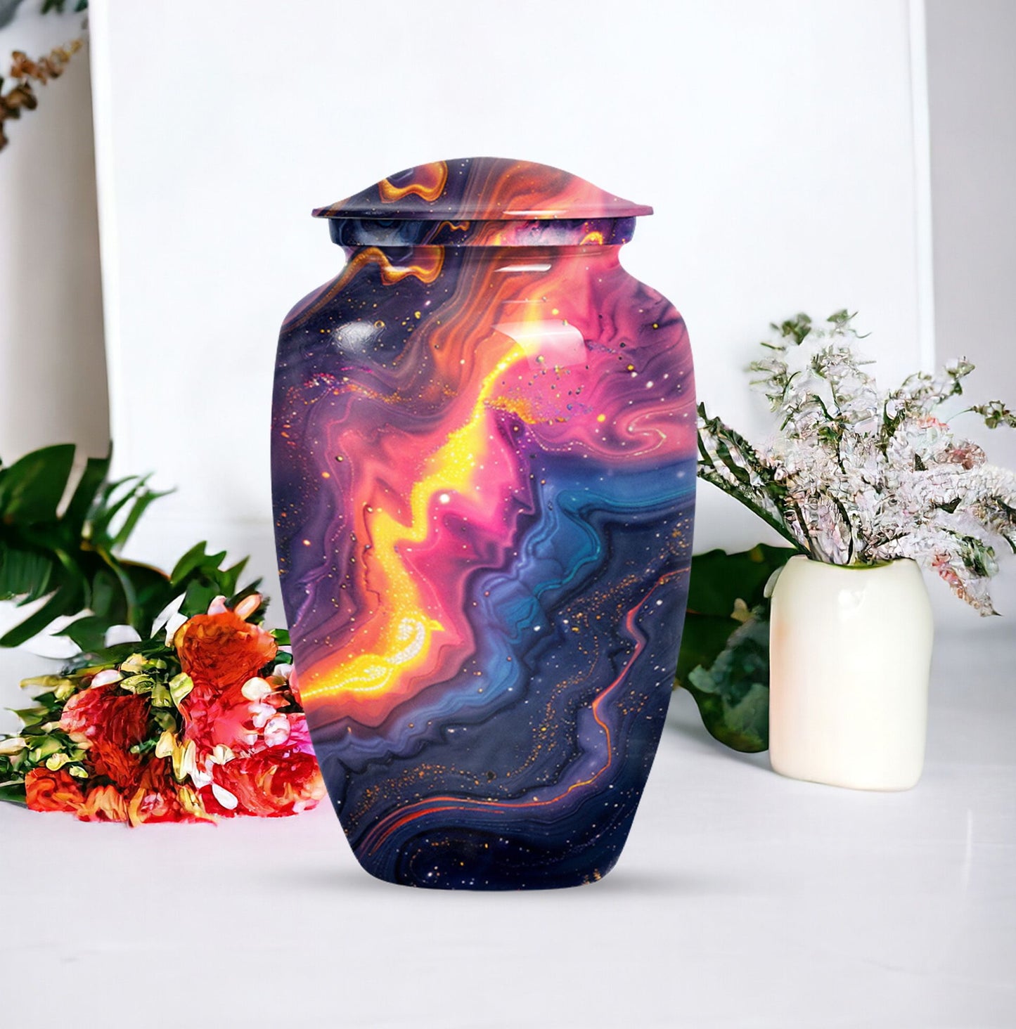 10-inch abstract memorial urn for ashes.