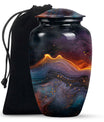 Abstract Classic Aluminum Cremation Urn with Velvet Pouch