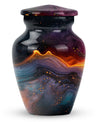 Abstract Classic Aluminum Cremation Urn with Velvet Pouch