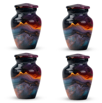 Abstract Classic Aluminum Cremation Urn with Velvet Pouch