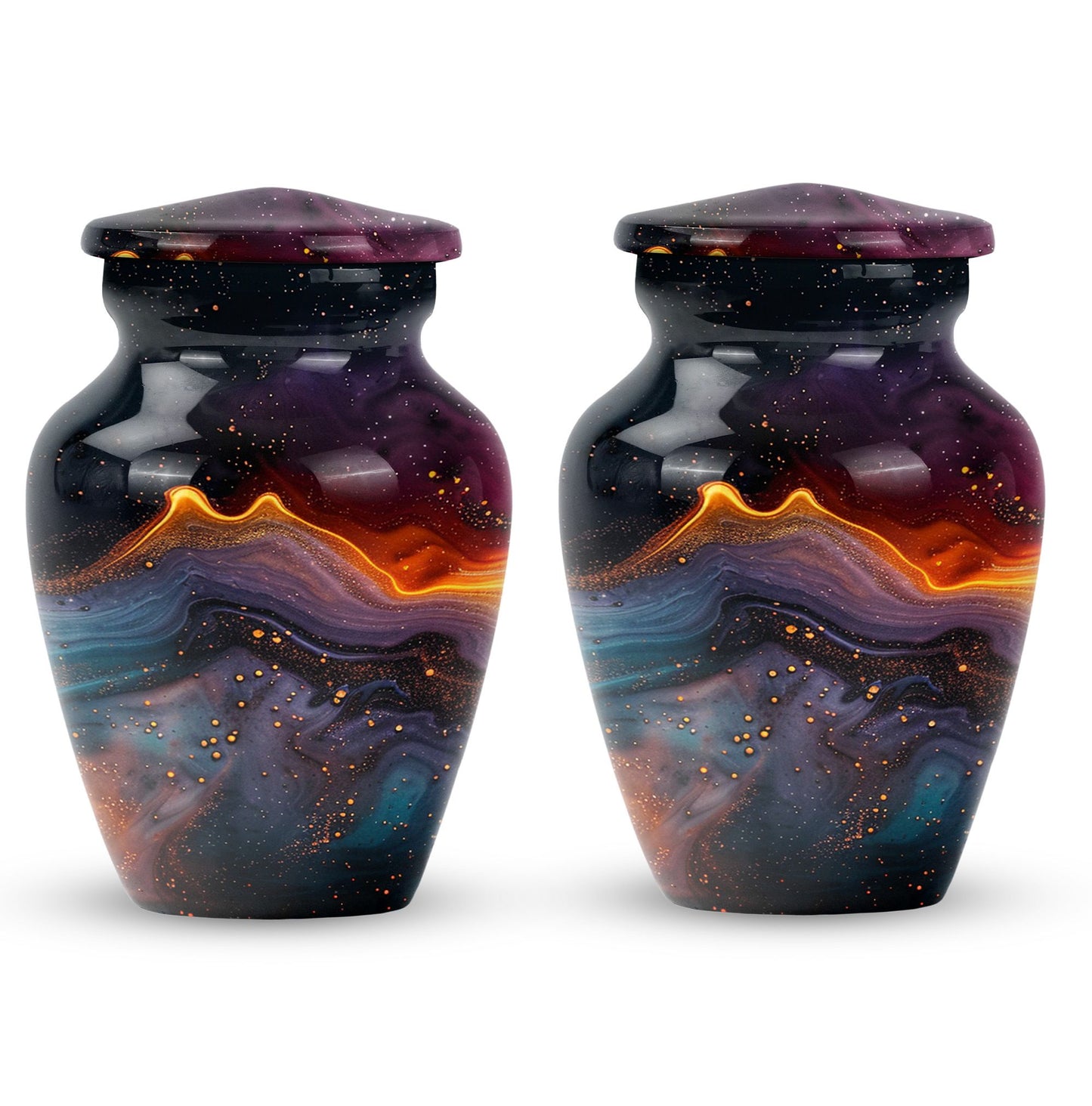 Abstract Classic Aluminum Cremation Urn with Velvet Pouch