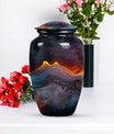 Abstract Classic Aluminum Cremation Urn with Velvet Pouch