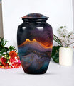 Abstract Classic Aluminum Cremation Urn with Velvet Pouch