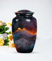 Abstract Classic Aluminum Cremation Urn with Velvet Pouch