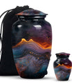 Abstract Classic Aluminum Cremation Urn with Velvet Pouch