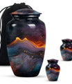 Abstract Classic Aluminum Cremation Urn with Velvet Pouch
