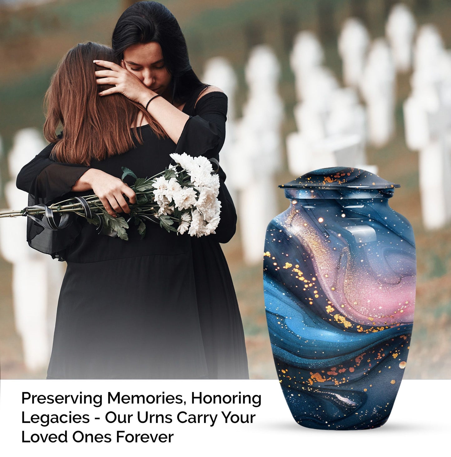 classic abstract urn in, personalized funeral urn.
