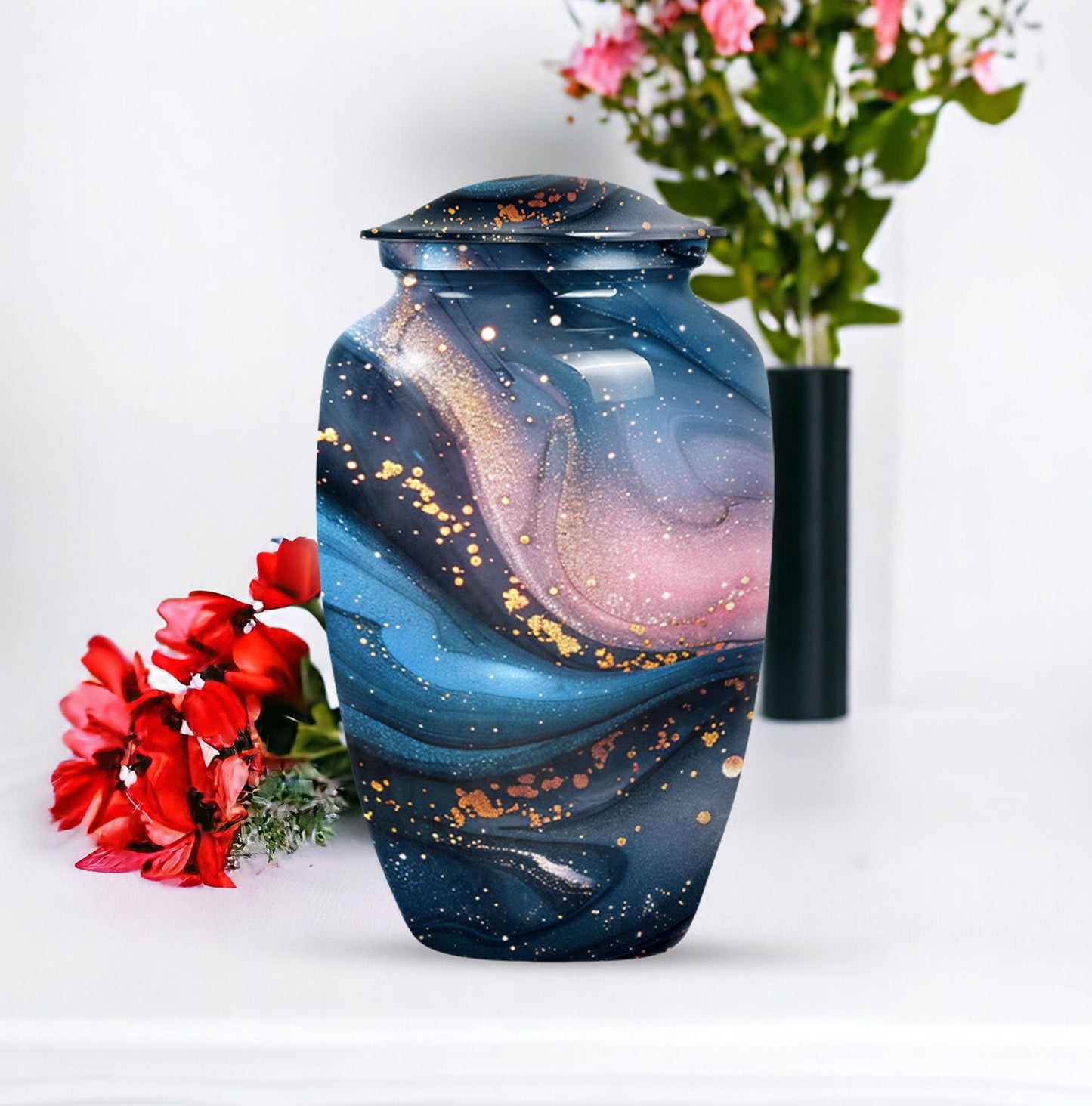 classic abstract urn in, personalized funeral urn.