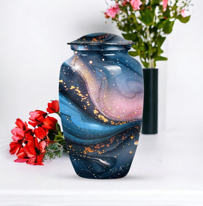 classic abstract urn in, personalized funeral urn.