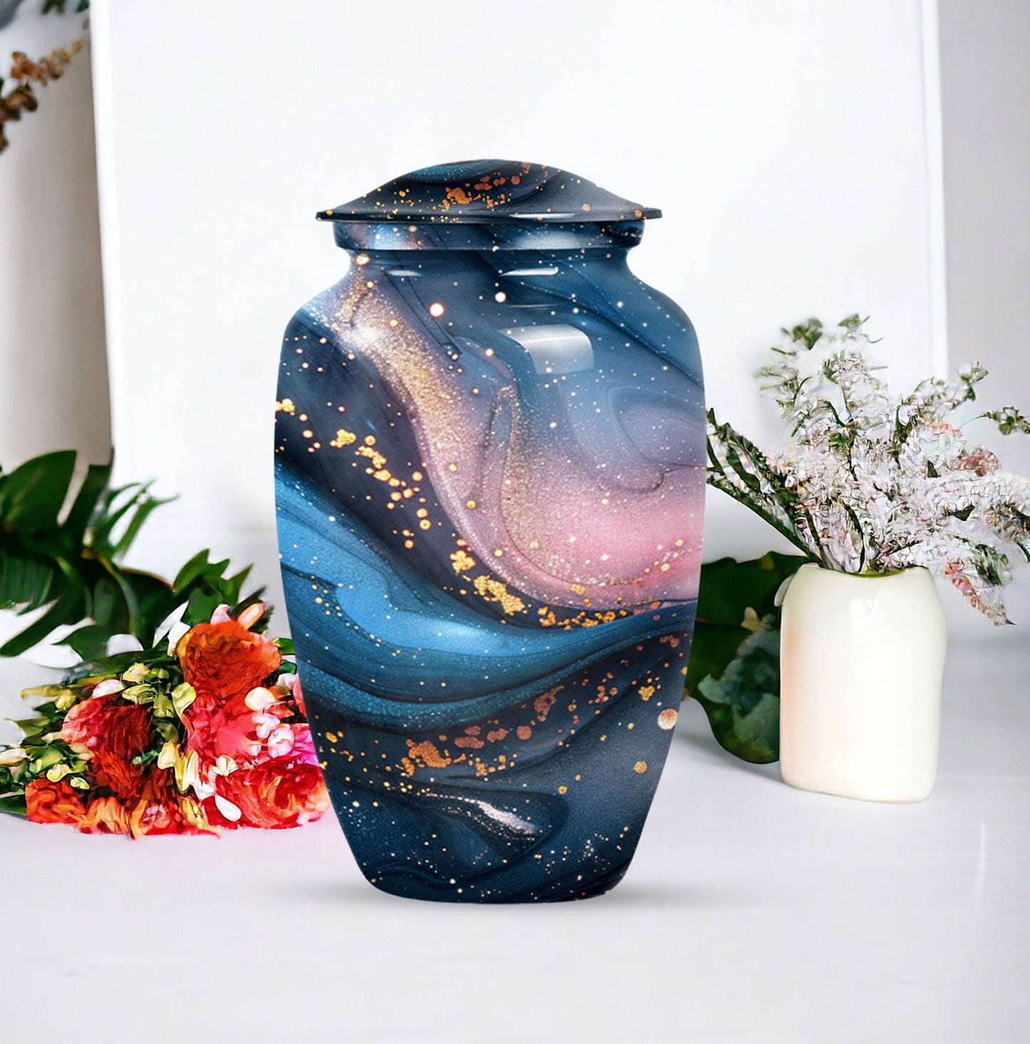 classic abstract urn in, personalized funeral urn.