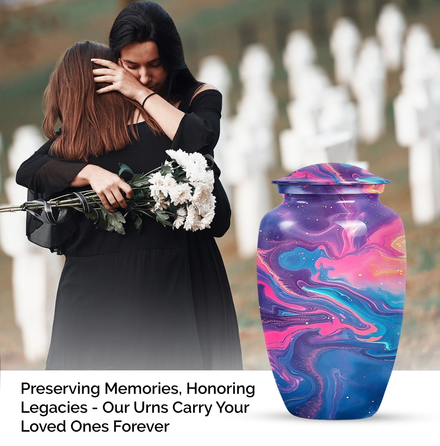 Classic abstract urn for burial, large cremation urn.