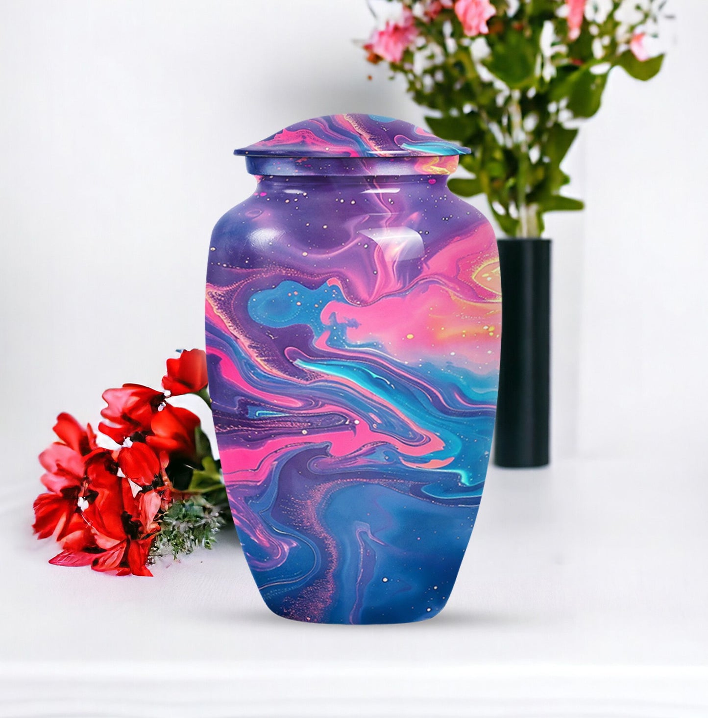 Classic abstract urn for burial, large cremation urn.