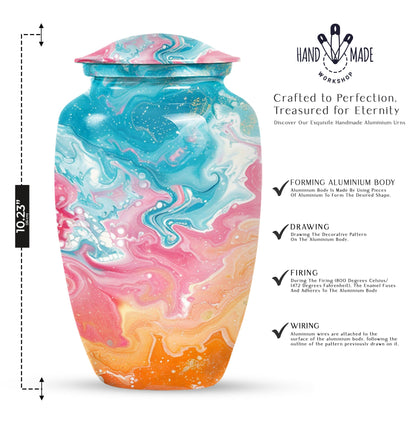 abstract classic urn for ashes, large aluminium memorial urn