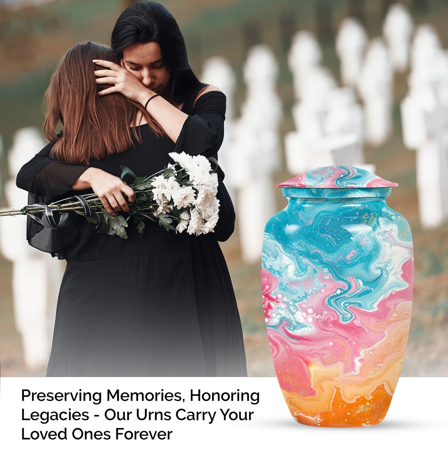 abstract classic urn for ashes, large aluminium memorial urn