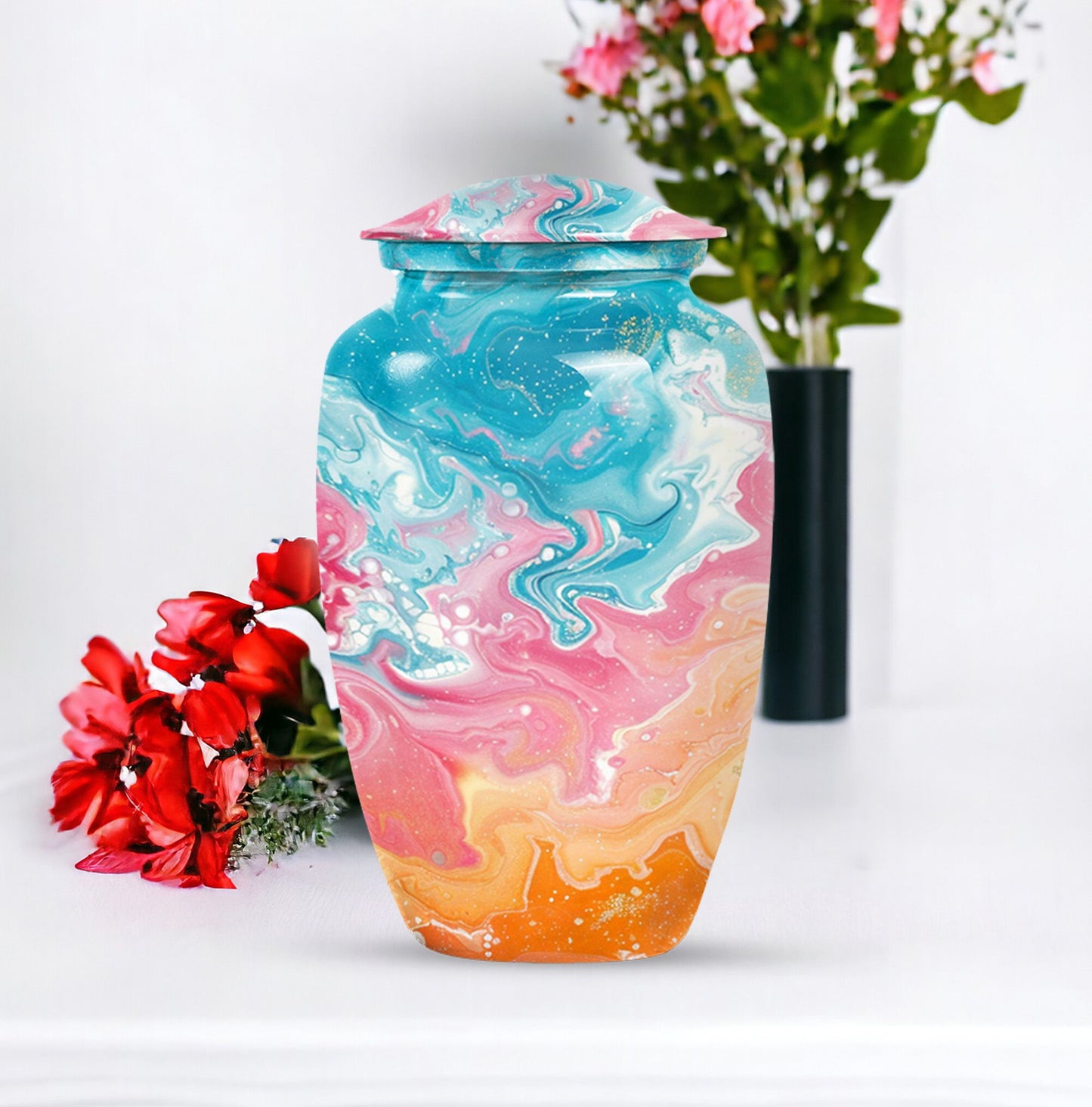 abstract classic urn for ashes, large aluminium memorial urn