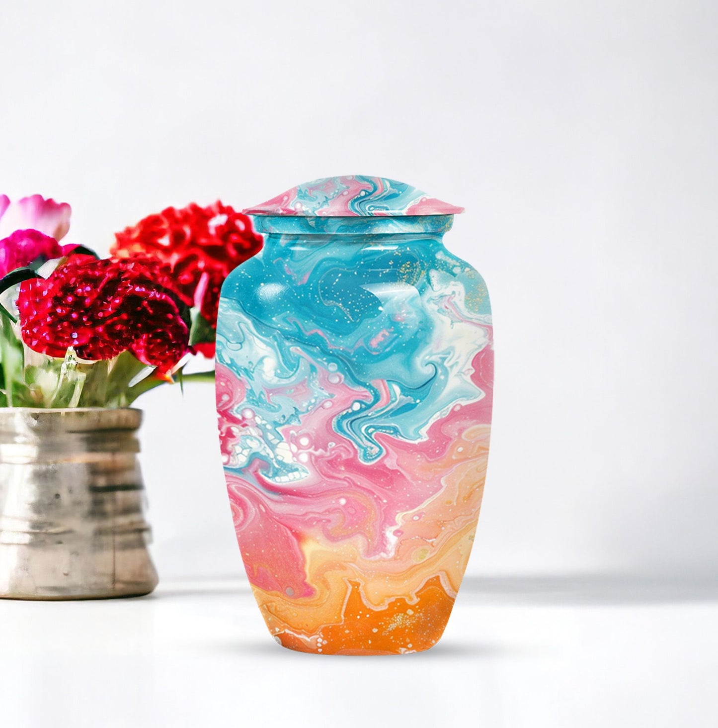 abstract classic urn for ashes, large aluminium memorial urn