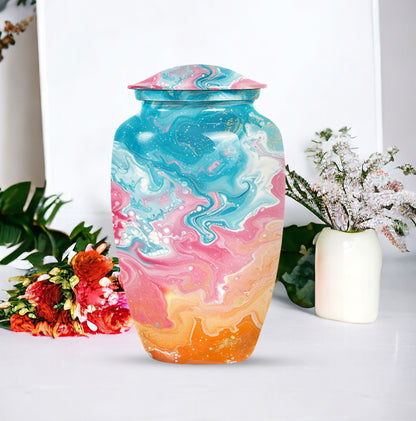 abstract classic urn for ashes, large aluminium memorial urn
