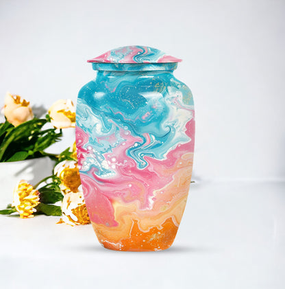 abstract classic urn for ashes, large aluminium memorial urn