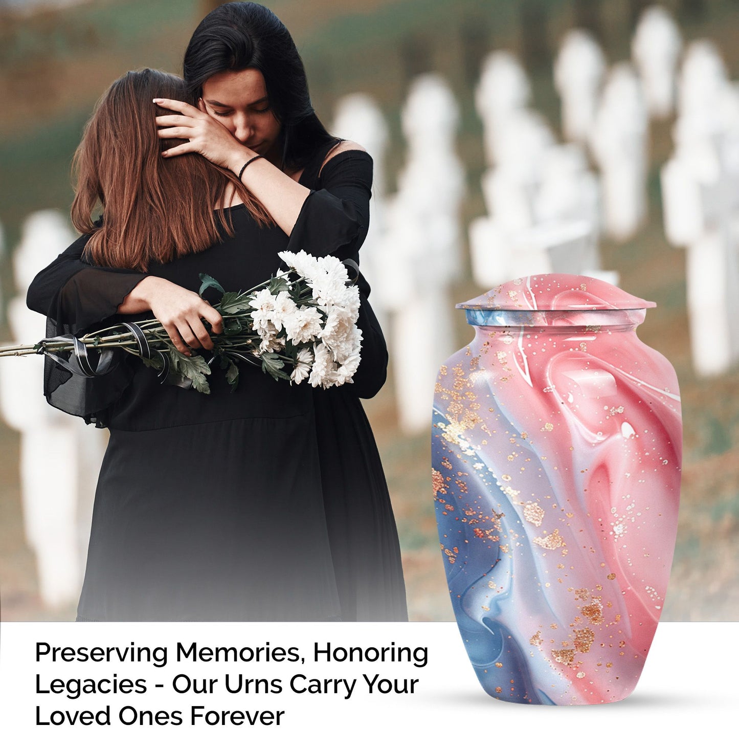 Abstract cremation urn in classic design