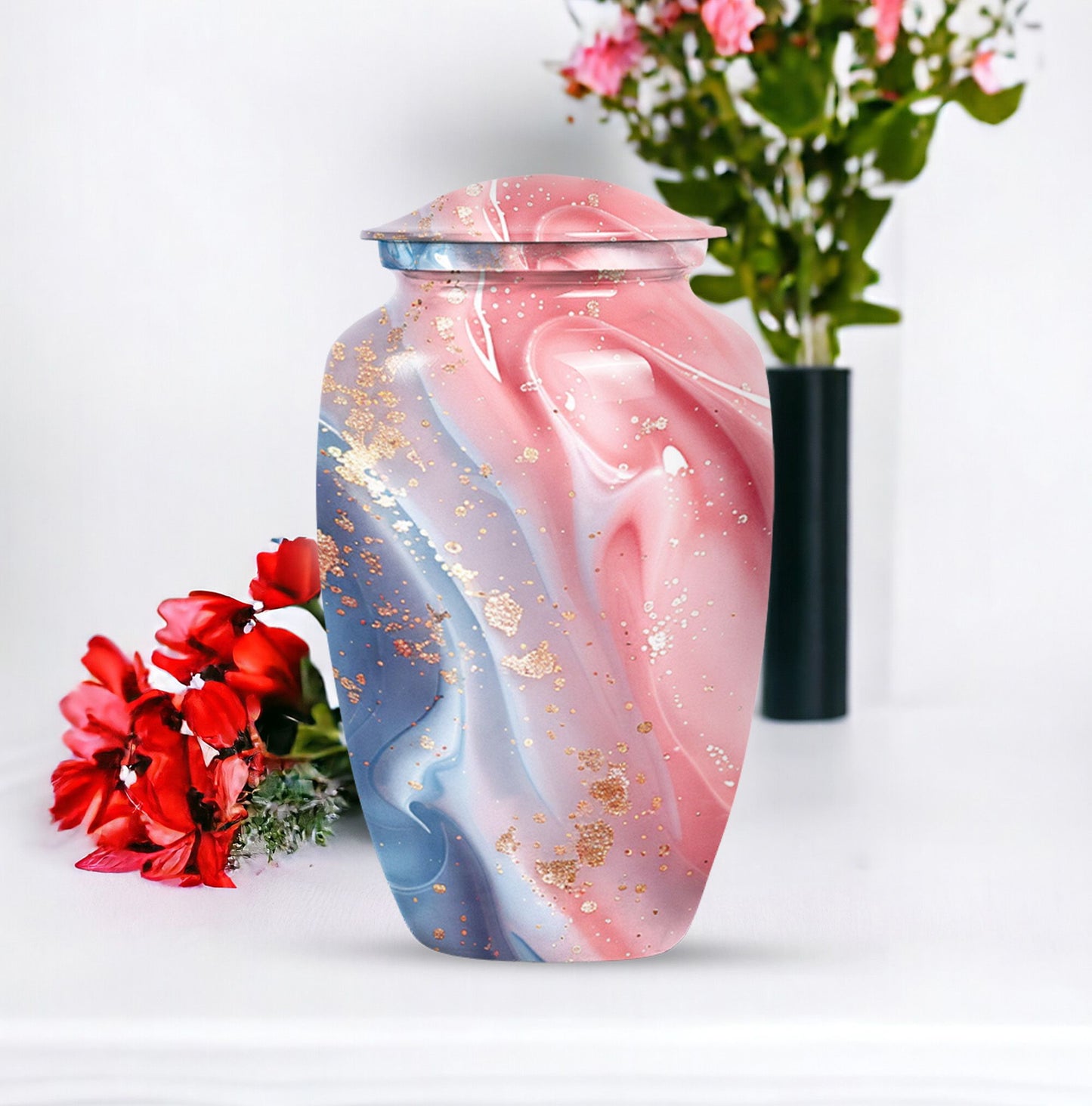 Abstract cremation urn in classic design