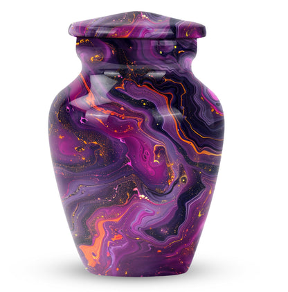 Abstract  aluminum classic urn for human ashes.