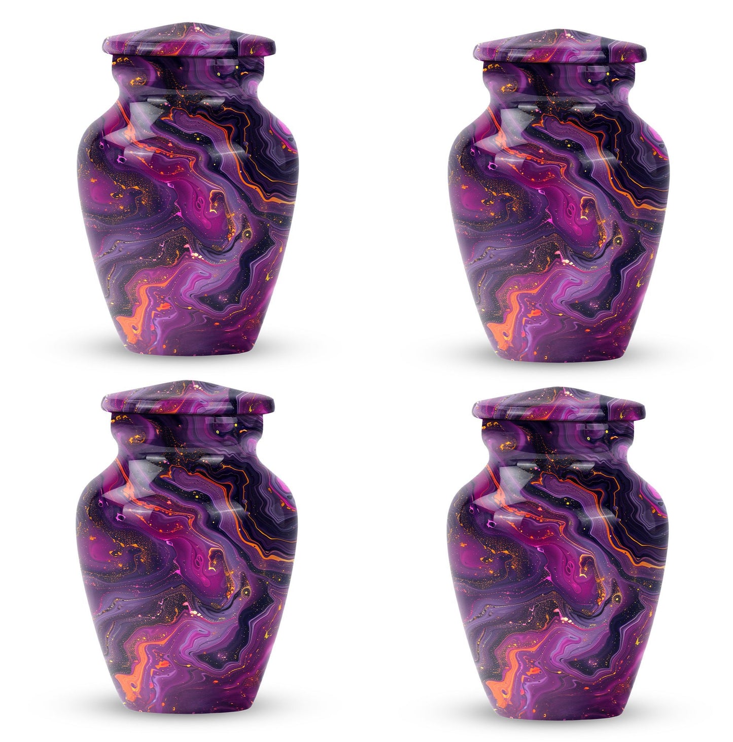Abstract  aluminum classic urn for human ashes.