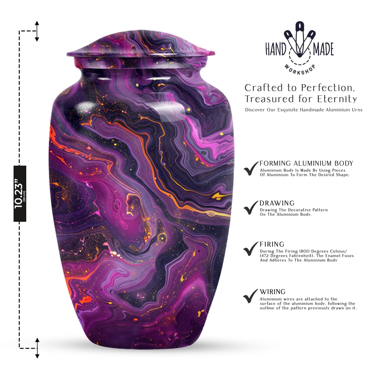 Abstract  aluminum classic urn for human ashes.