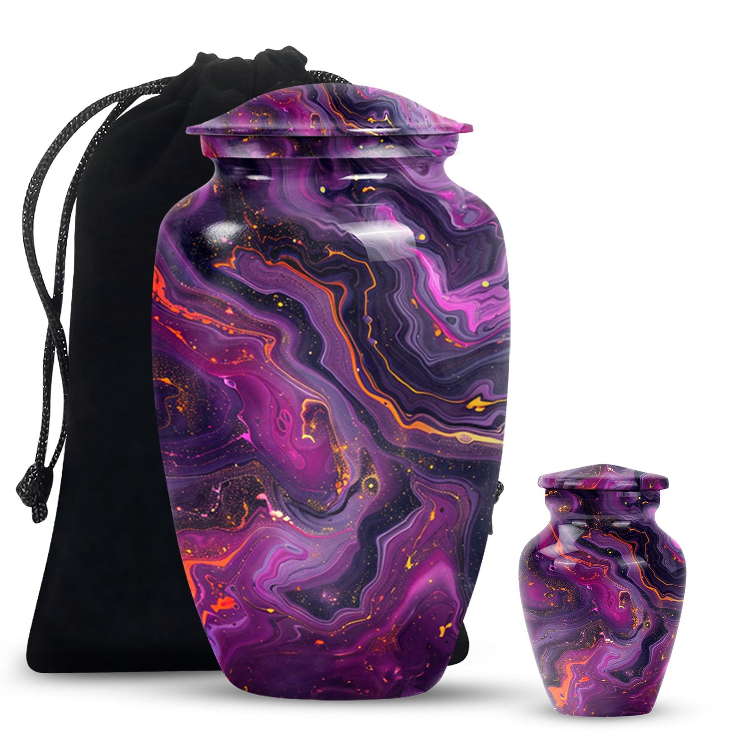 Abstract  aluminum classic urn for human ashes.
