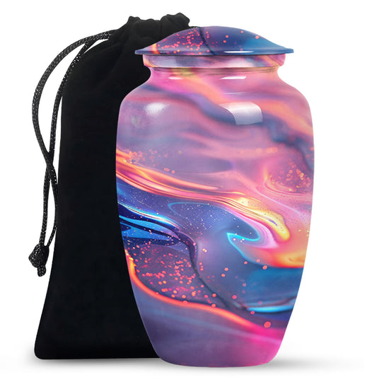 10 Inch Abstract Aluminium Urn for burial cremation.