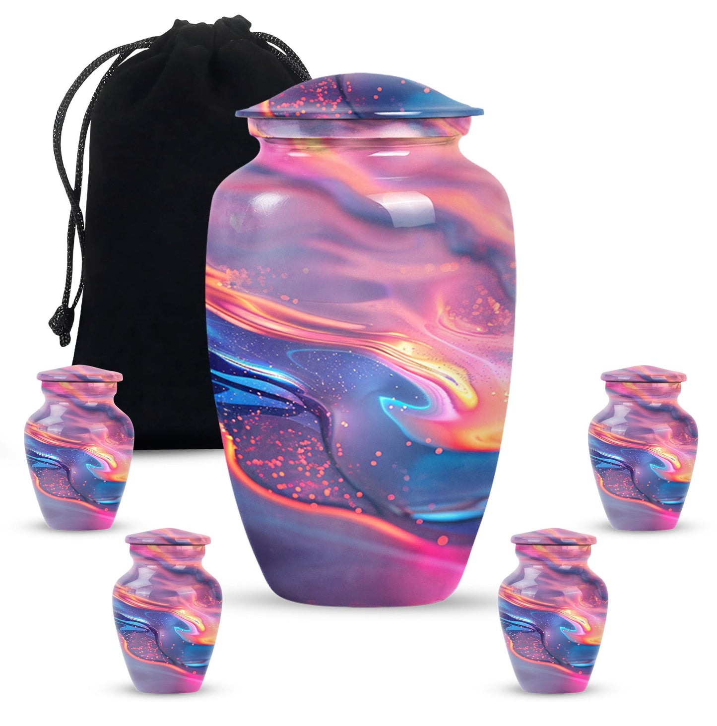 10 Inch Abstract Aluminium Urn for burial cremation.