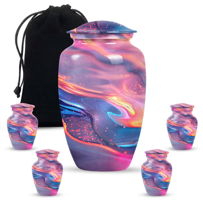 10 Inch Abstract Aluminium Urn for burial cremation.