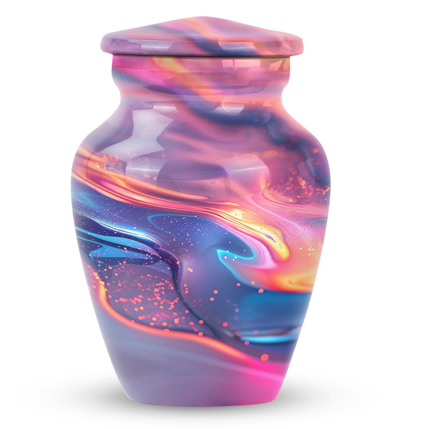 10 Inch Abstract Aluminium Urn for burial cremation.
