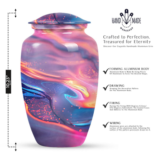 10 Inch Abstract Aluminium Urn for burial cremation.